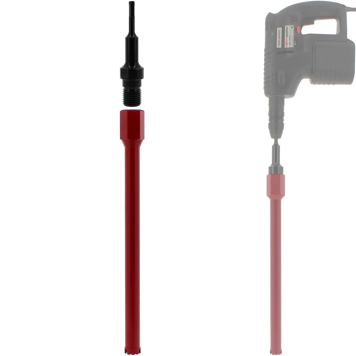 Corona de diamante Ø 30 mm con adaptador para taladro y martillo perforador SDS-plus