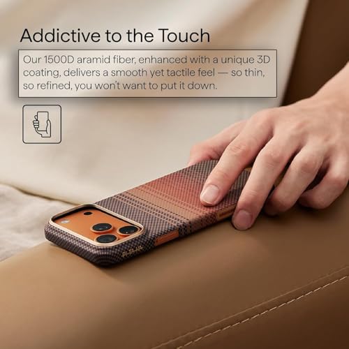 Image of Pitaka Thin Light iPhone 17 Pro 6.3 inch Case Cover with Camera Control Button, MagSafe Compatible, Ultra-Slim Case with Caseless Touch Feeling, 600D Aramid Fiber Woven (Sunset)