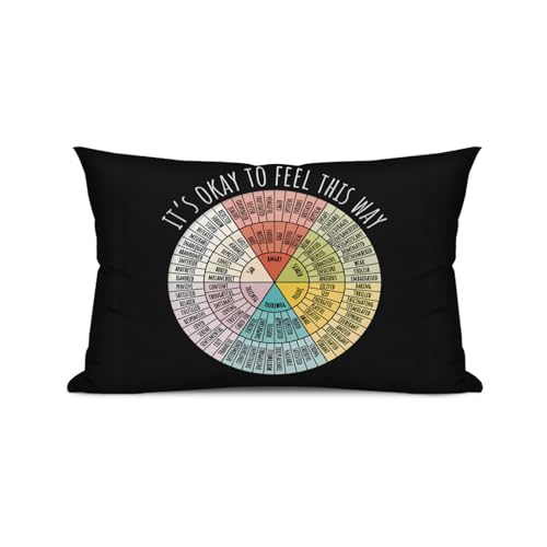 Wheel of Emotions Feelings Velvet Throw Pillow Case for Couch Dorm Room Home Decor Therapy Counseling Office Mental Health Psychiatrist Therapist Psychology Major Pillowcase Gifts 12