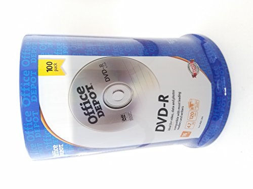 Office Depot Brand DVD-R Recordable Media Spindle, 4.7GB/120 Minutes, Pack of 100