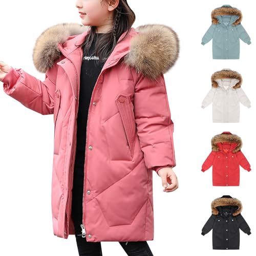 Teens Girls Long Heavyweight Puffer Jacket with Fur Hood Kids Outerwear Thick Padded Down Jacket Winter Snowsuit Coat