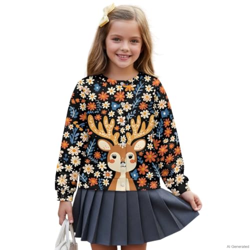 Image of Girls Cardigans Sweater Long Sleeve Crew Neck Button Down Sweaters School Outerwear for Kids Fall Winter Tops