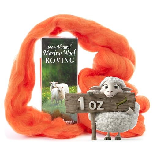 Image of Desert Breeze Distributing 100% Natural Merino Wool Roving - Premium Combed Top Merino Roving Wool - Tapestry, Spinning, Wet Felting & Needle Felting Supplies - 21.5 Micron - 1 oz, Color Spice