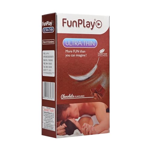 Image of FunPlay Ultra Thin Chocolate Flavoured Condoms - 10 Pcs | Premium Latex Condoms for Men | Extra Sensitive Feel with Smooth Lubrication | Discreet & Safe Protection