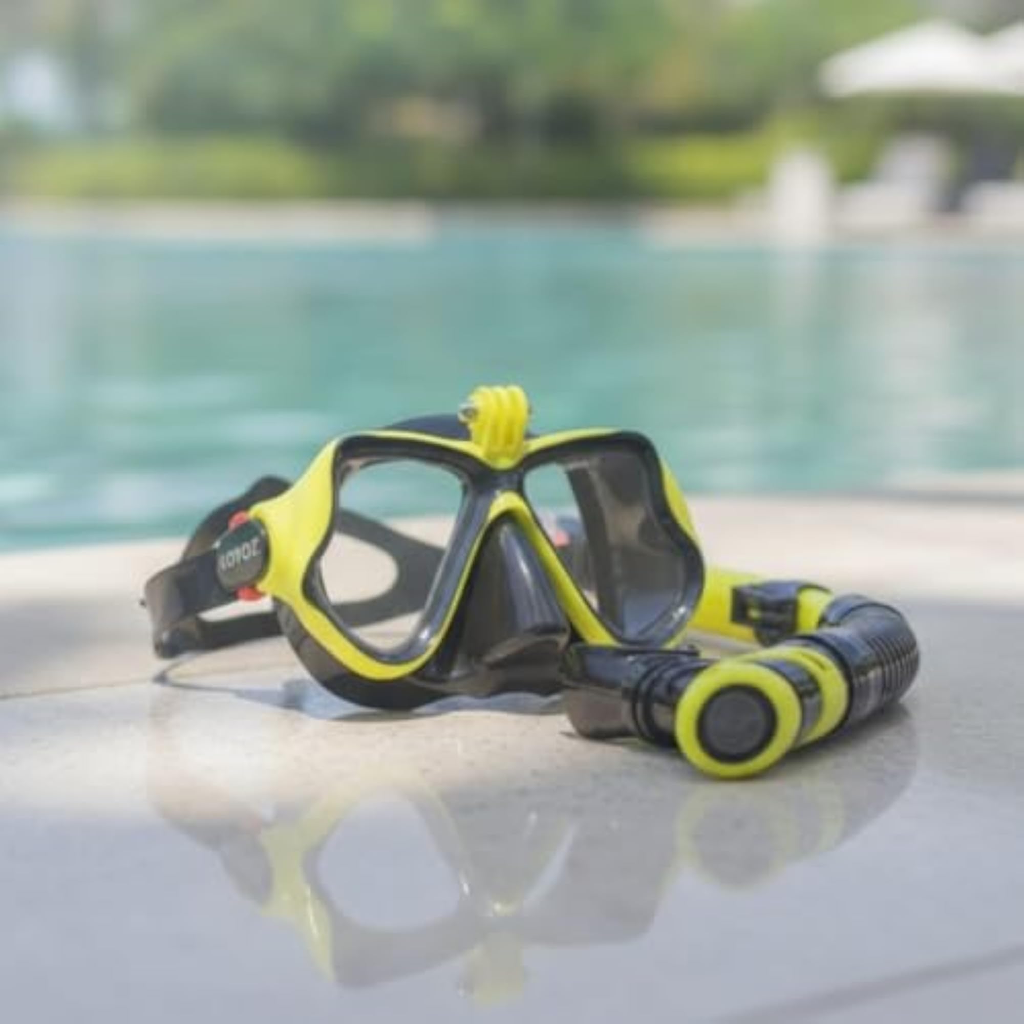 Clear-Lens Snorkel Mask and Snorkel Set Adjustable Gear