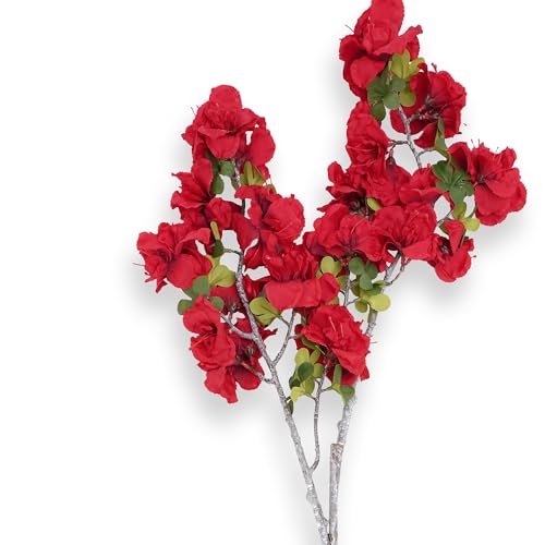 Image of Pure Home + Living Red Azalea Faux Flower Stem Plastic Flowers Sticks for Gifting, Home, Bedroom, Balcony, Living Room,Table Decoration,Craft Items, (Height-103 CM) Pack of 1