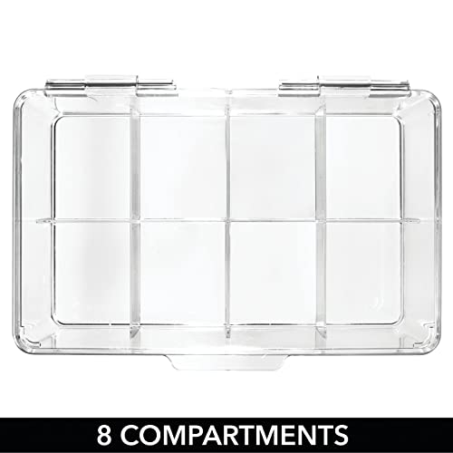 Mdesign Plastic Tea Bag Divided Storage Organizer Container Box With Hinge Lid For Kitchen Cabinet, Countertop, Pantry, Hold Coffee Pods, Seasoning Packets, Condiments, 8 Sections, Clear #TOP4