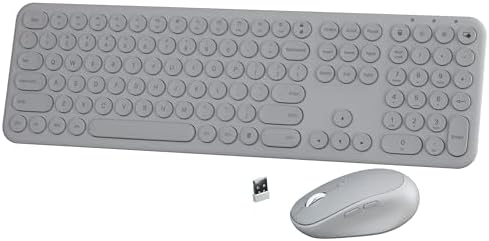 Wireless Keyboard Mouse Combo - 2.4Ghz Aesthetic Quiet Keyboard a...