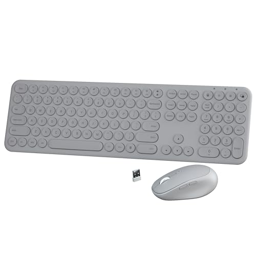 Wireless Keyboard Mouse Combo - 2.4Ghz Aesthetic Quiet Keyboard and Mouse Wireless - 110 Keys Full Size Ultra-Thin Keyboard for Laptop, Computer, PC, Notebook, Windows, Mac OS (Gray)