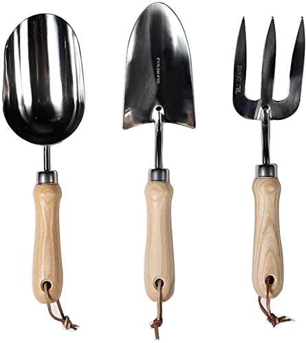 Juego de herramientas de jardín, juego de herramientas de mano de 3 uds., juego de herramientas de jardinería hechas de acero rico en carbono con palas, tijeras, rastrillo, tijeras