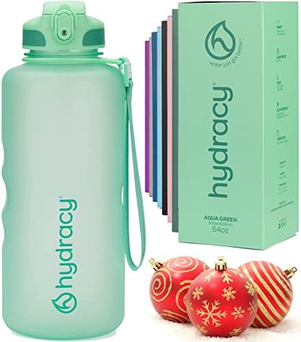 Hydracy Water Bottle with Time Marker -Large 1 Litre BPA Free Water Bottle & No Sweat Sleeve -Leak Proof Gym Bottle with Fruit Infuser Strainer & Times to Drink -Ideal for Fitness Sport & Outdoor