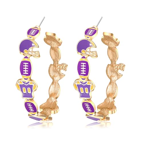 Football Earrings for Women Helmet Jersey Hoop Earrings Game Day Earrings Football Sport Team Hoop Earrings Red Blue Spirit Field Day Accessories Outfits Football Mom Gifts