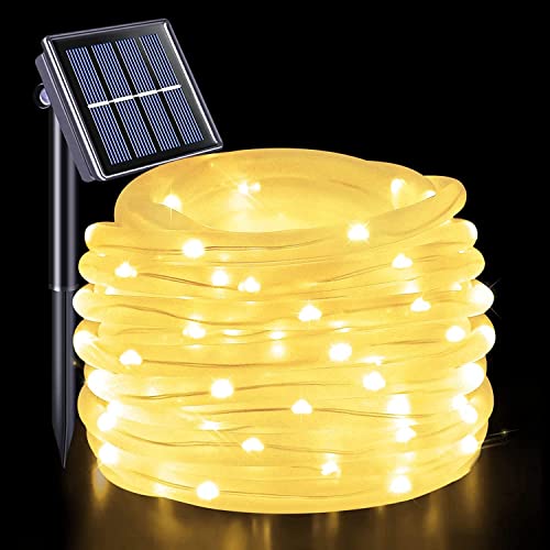 Jmexsuss 120 Led 8 Modes Solar Powered Rope Lights,39.4Ft Outdoor Solar Rope Lights,Waterproof Pvc Tube Fairy Lights For Garden,Patio,Fence,Deck,Walks,Path(Warm White) #TOP4