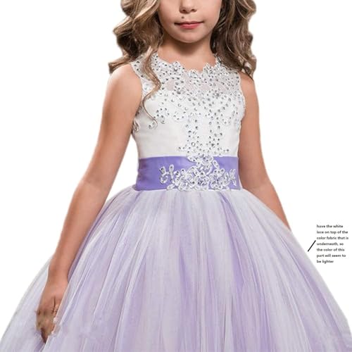 Princess Lilac Long Girls Pageant Dresses Kids Prom Puffy Tulle Ball Gown (Purple,160cm)2