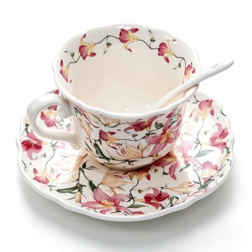 STAREARTH Floral Bone China Tea Cup and Saucer Set