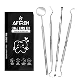 AFTREN Igiene Dentale Kit per Placca e Tartaro Rimozione Sbiancamento Denti kit con specchietto dentista Pulizia Denti Tartaro Ablatore Kit per Cura Orale Domestico Rimozione Tartaro 4p Set