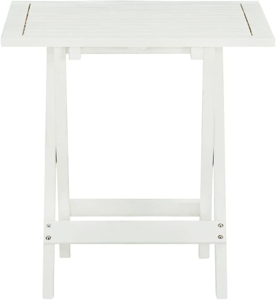 Bistro Table,Outdoor Dining Table,Porch Side Table,Garden Table,Garden Table for Picnic Camping Porch Deck Lawn Backyard, White 18.1"x18.1"x18.5" Solid Acacia Wood