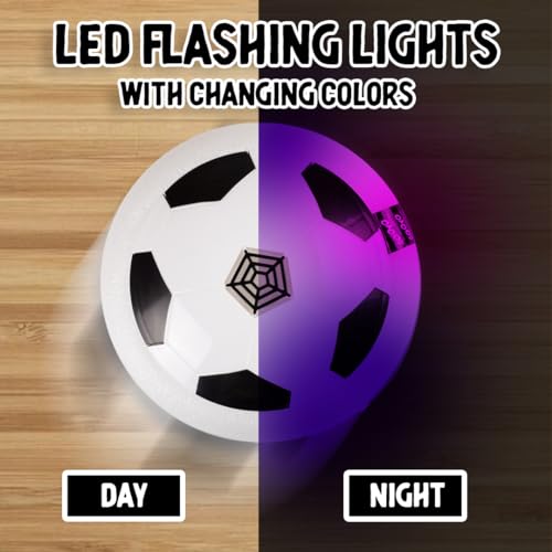 Gooyo GY3222 Floating Hover Football with Colorful Flash Light Effect | Indoor & Outdoor Pro Air Football Game for Kids/Girls/Boys/Gifts | White Color, Power Source: 4xAA Battery (Not Included) 4 412XlC0FWFL