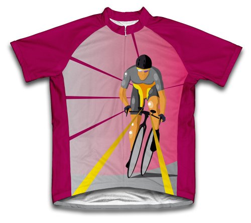 ScudoPro Biker Rays Short Sleeve Cycling Jersey for Youth - Size M Pink