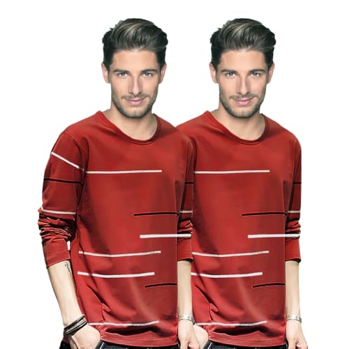 Image of Noble Monk Men Full Sleeve Round Neck T-Shirt | Printed Sleeves |Regular fit Tshirt for Men
