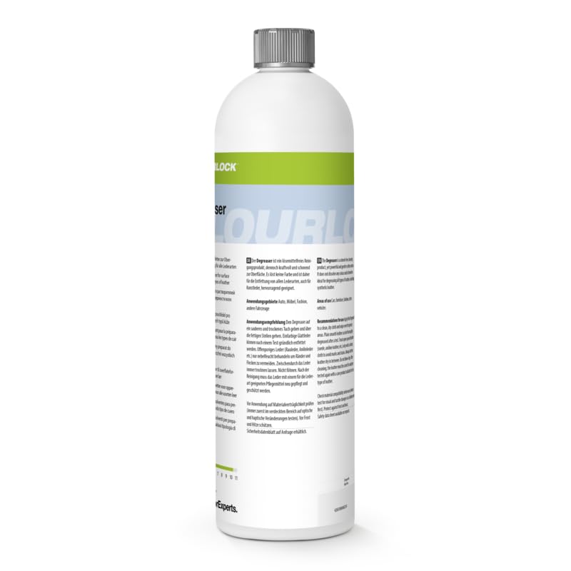 KOCHCHEMIE Colourlock Degreaser 1 Liter – Leder Entfetter & Reiniger – Lösemittelfrei, farbschonend – Für Leder & Kunstleder – Perfekt vor Pflege & Reparatur