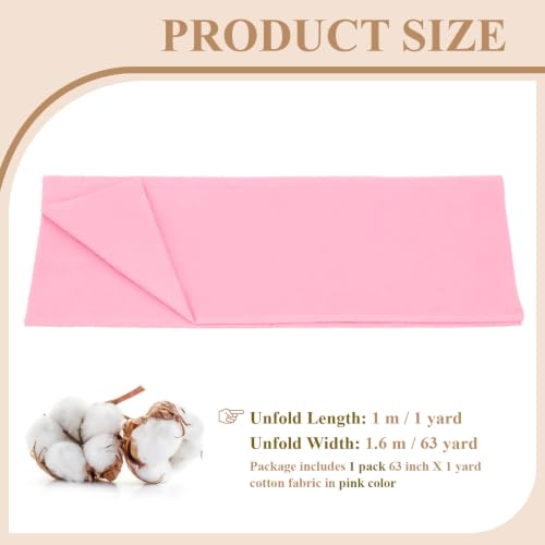 Image of 100% Cotton Fabric, 63 Inch X 1 Yard Pink Fabric by The Yard | Medium Weight, Natural, Easy Care, Fabric for Sewing Embroidery , Garments, Crafts Material, Apparel Cloth