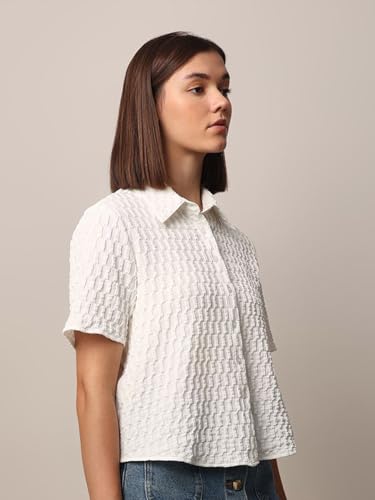 Image of Zilcon Women's Half Sleeve Button Down Women Shirts | Western Tops for Women Stylish | White Shirt for Woman