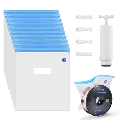 Image of Serplex 10Pcs for 3D Printer Filament Storage Bags with Manual Air Pump & 4 Sealing Clips 30x34cm Reusable Vacuum Storage Bag for PLA ABS PETG Filaments Anti-Moisture Vacuum Filament Storage Bag