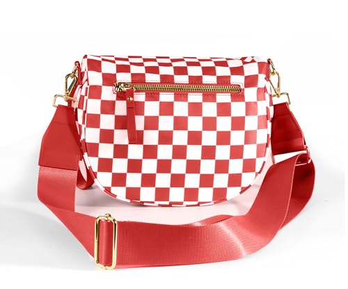 Image of FEIBOON Spacious Checkered Nylon Crossbody Bag Bum Bag Handbags Wallets for Women
