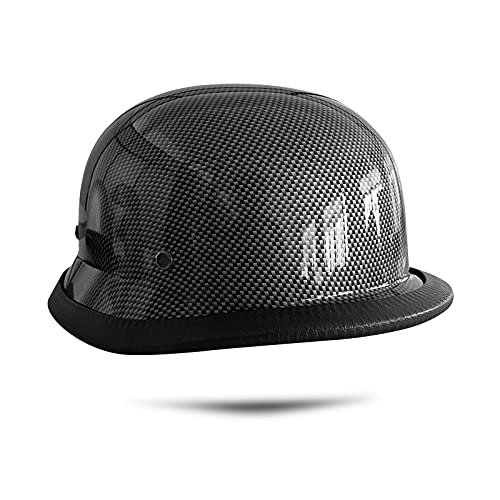 BOSERMEM Casco De Motocicleta Harley para Adultos, Casco De Scooter, Elegante Casco Retro De Harley, Protege Eficazmente La Seguridad De La Cabeza(Textura De Fibra De Carbono, 56-60cm)