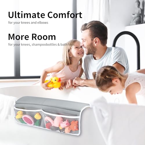 Comfortable-Bath-Kneeler-and-Elbow-Rest-Pad-Set-Bathtub-Kneeling-Pad-for-Baby-Bathing-Parents-Painless-Memory-Foam-Mat-with-Bath-Toys-Foldable-Organizer-Pockets-Quick-Drying-Easy-to-Clean-Gray