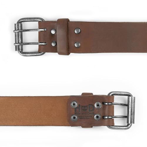 Hide & Drink, Belt/Rustic Double Prong Buckle, (1.5 in.) Wide Full Grain Leather, Handmade4
