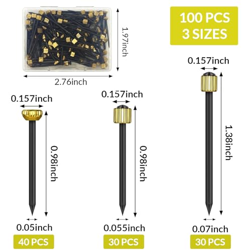 Image of 100PCS Picture Frame Hanging Nails, 3 Sizes Wall Decorative Nails with Plastic Storage Box, Picture Hang Solutions Kit 5-30 lbs Hanging Hardware Tool Hangers