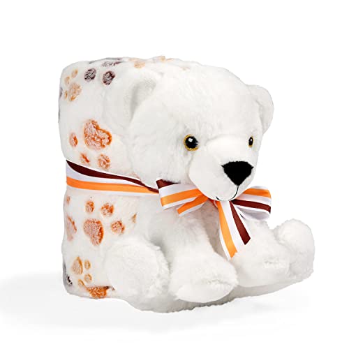 PERLETTI Coperta Neonato Orso Polare Peluche Morbida Calda 120x80cm - Mussola Bimbo Bimba 0 1 2 3 Anni - Plaid Invernale Bambini Bambine - Copertina Colorata Soffice con Fiocchetto (Orso Polare)