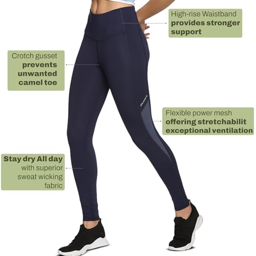 Image of JOLGER Women's High-Waisted Yoga & Workout Tights - Ultra-Stretch Fabric with Breathable Mesh Panels, Moisture-Wicking Leggings for Yoga, Pilates, Running, and Gym Training. Performance Activewear.