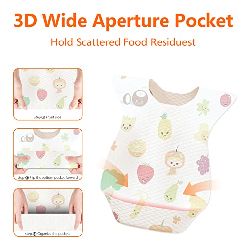 Moshaine Disposable Bibs Soft Baby Bib Waterproof For Toddlers With Food Catcher Pocket And Adjustable Fastener Feeding Bib Suitable Kids For Feeding,Traveling,Outdoor Use #TOP2
