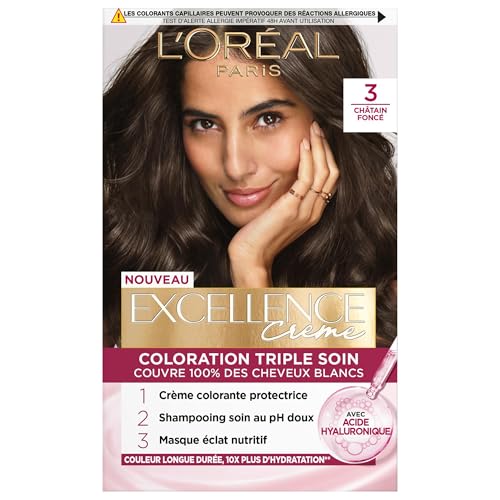 L’ORÉAL PARIS - Coloration Cheveux Permanente Triple Soin - Couvre 100% des Cheveux Blancs -...
