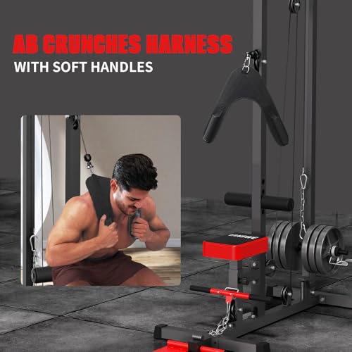 Image of VANSWE LAT Pull Down Machine Low Row Cable PullDown Machine with AB Crunch Harness and Removable Flip-up Foot Plate