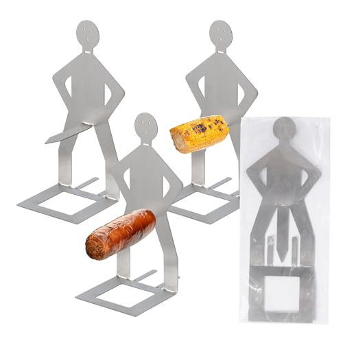 HGroCA Hot Dog Holder Stand BBQ Accessories Grill 4Pcs Barbecue Forks Stainless Steel Funny Gift for Party Camping