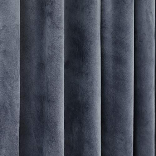 Helen curtain Luxury Pom Poms Curtain for Living Room Blackout Velvet 2 Panels Curtains Set Luxury Tassel Bedroom Curtains (Iron-Grey,（50W×108L）×2)