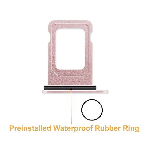 Cemobile SIM Card Tray Slot Holder Replacement for iPhone 13 6.1 Inch (Single SIM Version) with Waterproof Rubber Seal Ring + SIM Card Tray Open Eject Pin (Pink) - Image 2