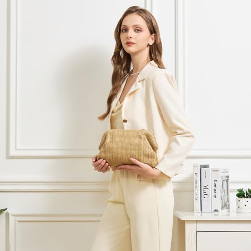 Image of BRYCTSISEN Women Straw Beach Clutch Purse Handbag Summer Elegant Vacation Style Shoulder Bag Crossbody Bag