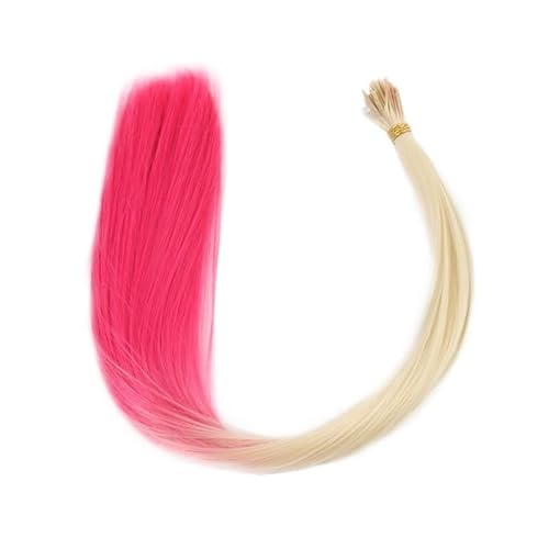 50ストランド 22インチ 長さ 耐熱性 合成チップ マイクロリング ヘアエクステンション パーティー用(613 pink)