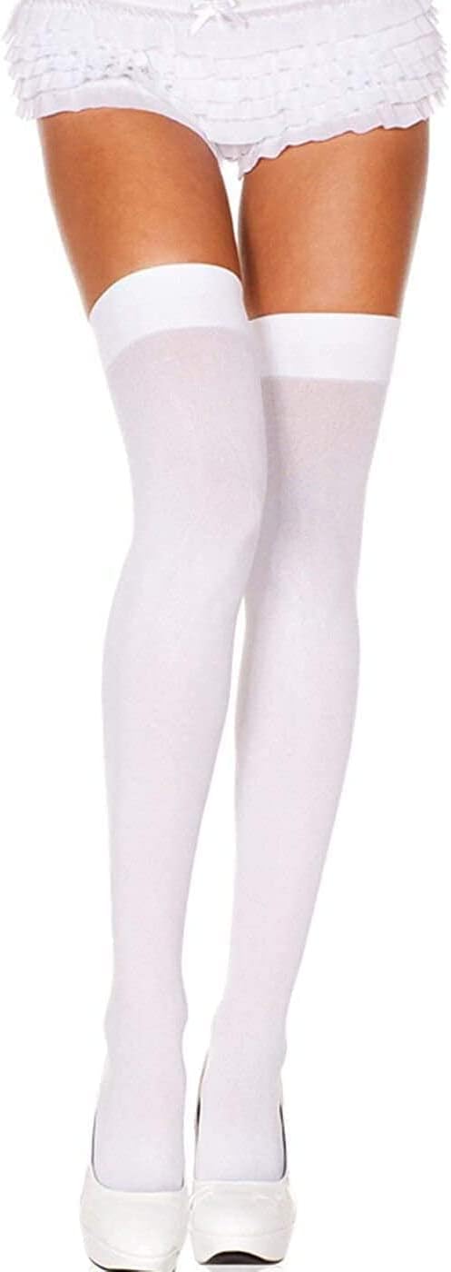Women's Silk Thigh High Stockings Silicone Top Stocking Stretchy Socks Support Long Casual Cheerleading zwart 4 Pair,Wit-2 Pair