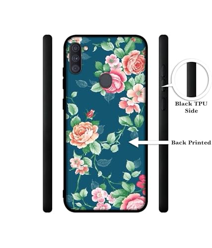 Image of Vintage Floral Design Premium 2D Printed Metal Back Case Cover for Samsung Galaxy A11 4G / M11 4G