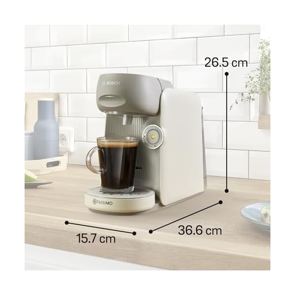 Bosch Tassimo finesse friendly Kapselmaschine TAS162E, 70 Getränke, intensiverer Kaffee auf Kopfdruck, Abschaltautomatik, nachhaltig, perfekt dosiert, 1400 W, schwarz/schwarz – Bild 3