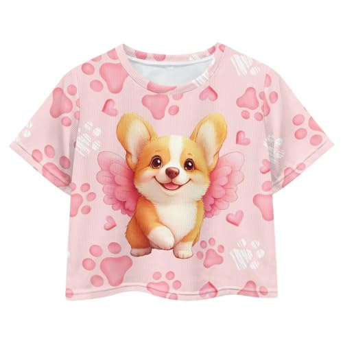 Girls Trendy Tee Shirts Casual Short Sleeve Crop Top Summer Pullover Top 5-14 Years Old
