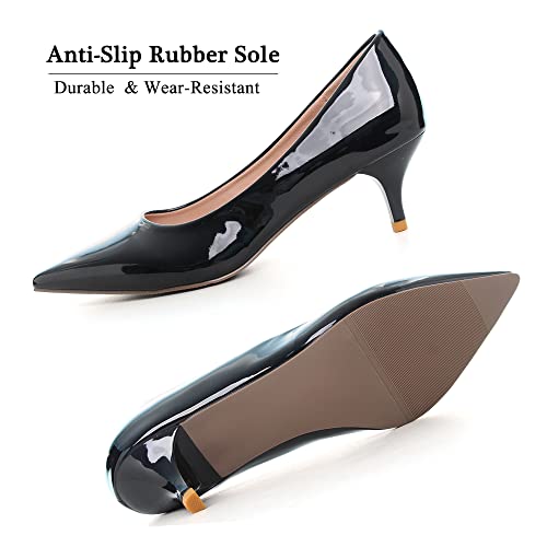 Image of Women's Low Kitten Heel Pumps Classic Fashion Dress Pumps Simple Heeled Shoes for Office Work
