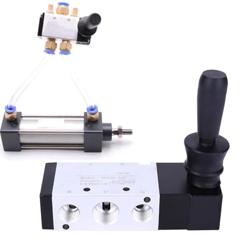 Pneumatic Valve, 5 Port 3 Position Hand Lever Valve with Joystick Control, Manual Air Control Valve for 0-0.8Mpa Pneumatic Systems, 3 Way 2 Position Spring Return, for Industrial Automation