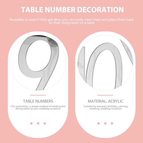 Números de mesa hexagonales acrílicos plata reutilizables para bodas de 20 piezas 4